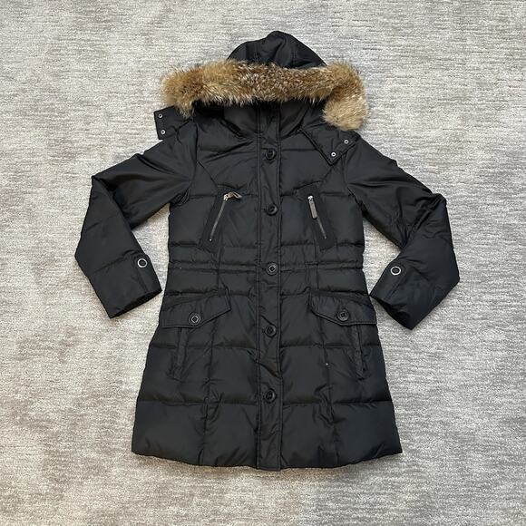Marc New York Andrew Marc Coat Womens Medium Down Puffer Parka Coyote Fur Hood - Picture 1 of 11